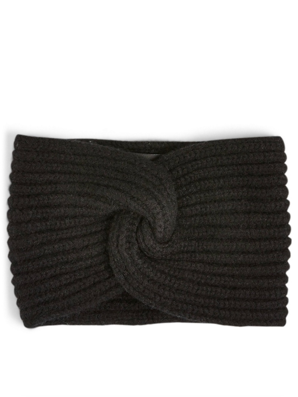 Raffaello Bettini Black Cashmere Twist Rib Headband, Size OS